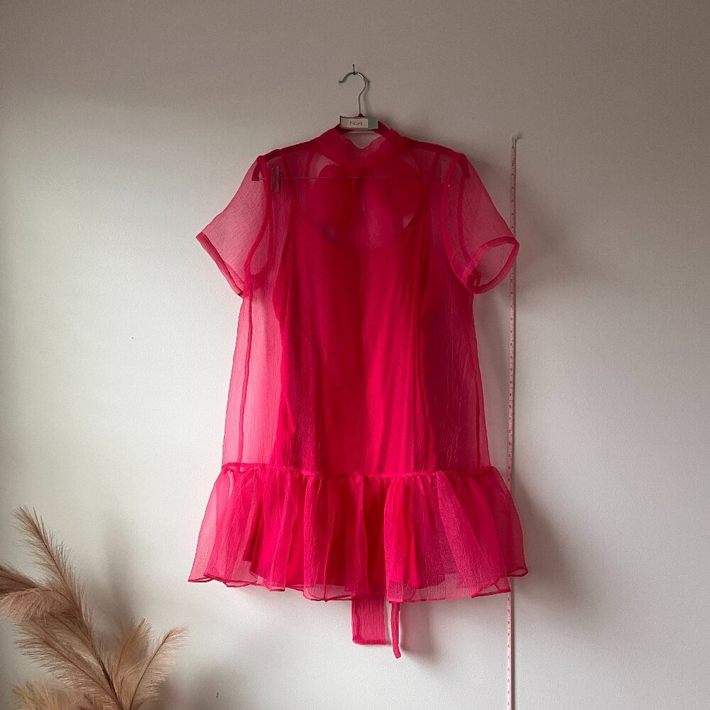 Karlie Hot Pink Sheer Ruffle Dress | Size L